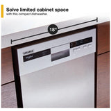 Whirlpool WDPS5118PM Dishwasher, 18 inch Exterior Width, 50 dB Decibel Level, Full Console, Stainless Interior, 5 Wash Cycles, 8 Capacity (Place Settings), 2 Loading Racks, Stainless Steel colour