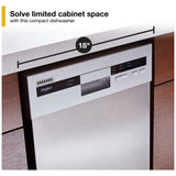 Whirlpool WDPS5118PM Dishwasher, 18 inch Exterior Width, 50 dB Decibel Level, Full Console, Stainless Interior, 5 Wash Cycles, 8 Capacity (Place Settings), 2 Loading Racks, Stainless Steel colour