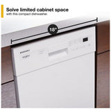 Whirlpool WDPS5118PW Dishwasher, 18 inch Exterior Width, 50 dB Decibel Level, Full Console, Stainless Interior, 5 Wash Cycles, 8 Capacity (Place Settings), 2 Loading Racks, White colour