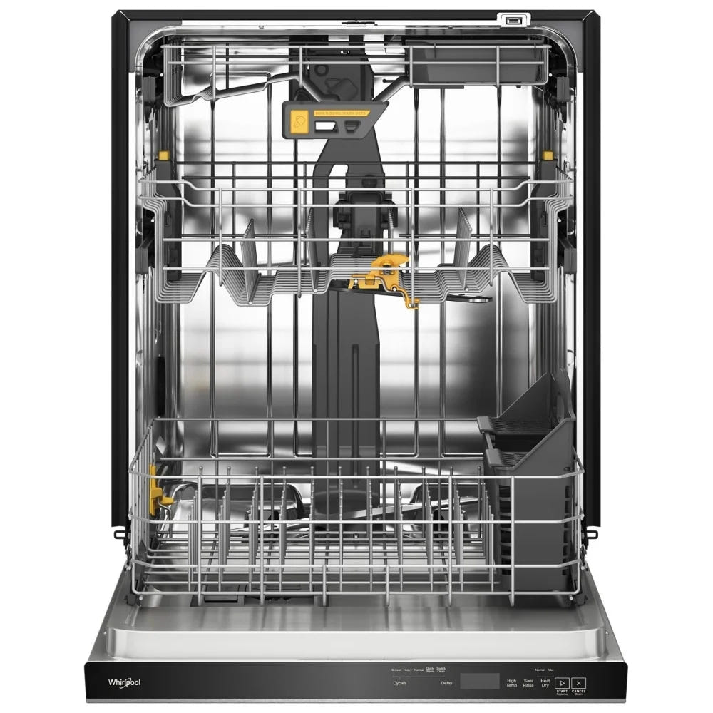 Whirlpool WDPS8024SZ 洗碗机，24 英寸外部宽度，47 dB 分贝级别，完全集成，不锈钢（内部），5 种洗涤程序，15 种容量（餐具），防指纹不锈钢色