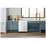 Whirlpool WDT550SAPW Dishwasher, 24 inch Exterior Width, 44 dB Decibel Level, Fully Integrated, Stainless Interior, 5 Wash Cycles, 14 Capacity (Place Settings), 3 Loading Racks, White colour