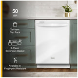 Whirlpool WDT740SALW Dishwasher, 24 inch Exterior Width, 50 dB Decibel Level, Fully Integrated, Stainless Interior, 5 Wash Cycles, 12 Capacity (Place Settings), 2 Loading Racks, White colour