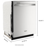 Whirlpool WDT745SASZ Dishwasher, 24 inch Exterior Width, 50 dB Decibel Level, Fully Integrated, Stainless Interior, 5 Wash Cycles, 12 Capacity (Place Settings), 2 Loading Racks, Fingerprint Resistant Stainless Steel colour