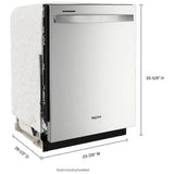 Whirlpool WDT745SASZ Dishwasher, 24 inch Exterior Width, 50 dB Decibel Level, Fully Integrated, Stainless Interior, 5 Wash Cycles, 12 Capacity (Place Settings), 2 Loading Racks, Fingerprint Resistant Stainless Steel colour