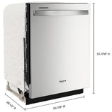 Whirlpool WDT750SAKZ Dishwasher, 24 inch Exterior Width, 47 dB Decibel Level, Fully Integrated, Stainless Interior, 5 Wash Cycles, 13 Capacity (Place Settings), 3 Loading Racks, Stainless Steel colour