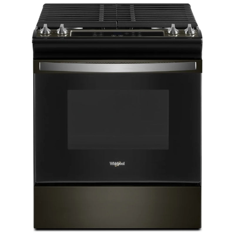 Whirlpool WEG515S0LV Gas Range, 5 cu. ft. Capacity, 30 inch Exterior Width, Self Clean, Storage Drawer, 15,000 BTU Highest Burner, Black Stainless Steel colour