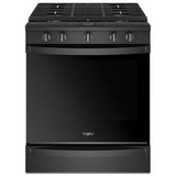 Whirlpool WEG750H0HB Gas Range, 5.8 cu. ft. Capacity, 30 inch Exterior Width, Self Clean, True Convection, 5 Burners, Storage Drawer, Yes, 17,000 BTU Highest Burner, Black colour