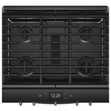 Whirlpool WEG750H0HV Gas Range, 5.8 cu. ft. Capacity, 30 inch Exterior Width, Self Clean, True Convection, 5 Burners, Storage Drawer, Yes, 17,000 BTU Highest Burner, Black Stainless Steel colour