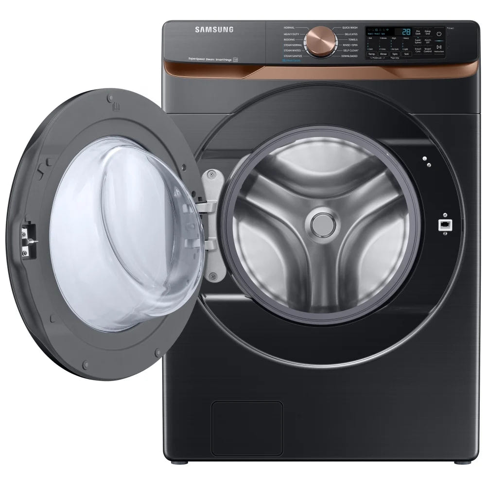 Samsung WF50BG8300AVUS Front Load Washer, ENERGY STAR Certified, 5.8 cu. ft. Washer Capacity, 1,200 RPM Washer Spin Speed, 12 Wash Cycles, 5 Temperature Settings, Water Heater, Steam Clean, Wifi Enabled, Black colour