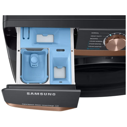 Samsung WF50BG8300AVUS Front Load Washer, ENERGY STAR Certified, 5.8 cu. ft. Washer Capacity, 1,200 RPM Washer Spin Speed, 12 Wash Cycles, 5 Temperature Settings, Water Heater, Steam Clean, Wifi Enabled, Black colour