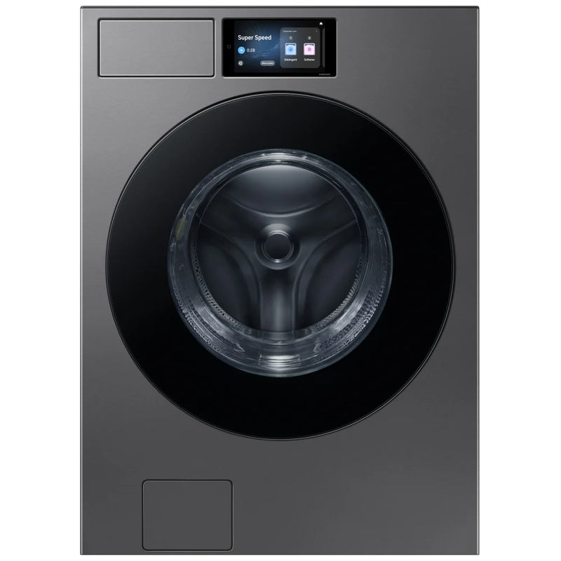 Samsung Bespoke WF90F53ADSA5 Front Load Washer, 27 inch Width, 6.1 cu. ft. Washer Capacity, 1,200 RPM Washer Spin Speed, 25 Wash Cycles, 5 Temperature Settings, Water Heater, Steam Clean, ENERGY STAR Certified, Wifi Enabled, Dark Steel colour