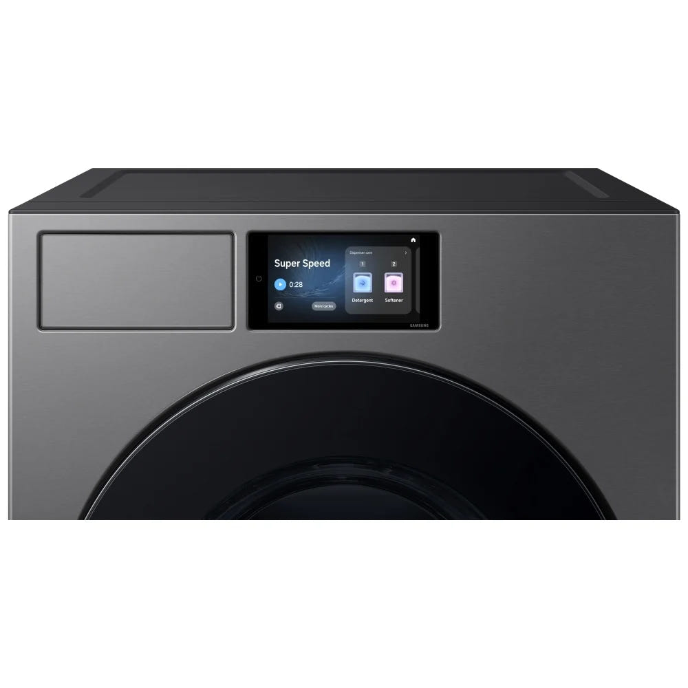 Samsung Bespoke WF90F53ADSA5 Front Load Washer, ENERGY STAR Certified, 6.1 cu. ft. Washer Capacity, 1,200 RPM Washer Spin Speed, 25 Wash Cycles, 5 Temperature Settings, Water Heater, Steam Clean, Wifi Enabled, Dark Steel colour