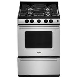 Whirlpool WFG500M4HS Gas Range, 2.96 cu. ft. Capacity, 24 inch Exterior Width, Manual Clean, 4 Burners, Broiler Drawer, 15,000 BTU Highest Burner, Stainless Steel colour