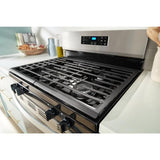Whirlpool WFGS3530RB Gas Range, 5 cu. ft. Capacity, 30 inch Exterior Width, Self Clean, 4 Burners, Storage Drawer, 15,000 BTU Highest Burner, Black colour