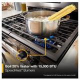 Whirlpool WFGS3530RB Gas Range, 5 cu. ft. Capacity, 30 inch Exterior Width, Self Clean, 4 Burners, Storage Drawer, 15,000 BTU Highest Burner, Black colour