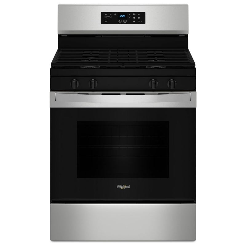 Whirlpool WFGS3530RS Gas Range, 5 cu. ft. Capacity, 30 inch Exterior Width, Self Clean, 4 Burners, Storage Drawer, 15,000 BTU Highest Burner, Stainless Steel colour