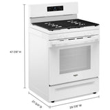 Whirlpool WFGS3530RW Gas Range, 5.3 cu. ft. Capacity, 30 inch Exterior Width, Self Clean, 4 Burners, Storage Drawer, 15,000 BTU Highest Burner, white colour
