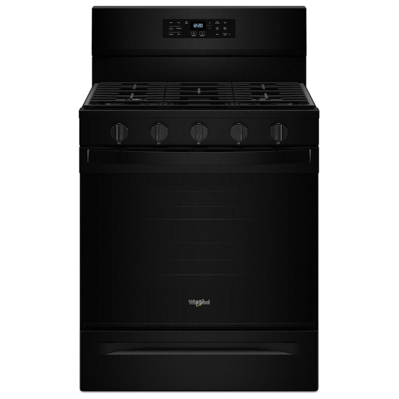 Whirlpool WFGS5030RB Gas Range, 5 cu. ft. Capacity, 30 inch Exterior Width, Self Clean, Convection, Storage Drawer, Yes, 18,000 BTU Highest Burner, Black Stainless Steel colour
