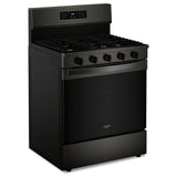 Whirlpool WFGS5030RV Gas Range, 5 cu. ft. Capacity, 30 inch Exterior Width, Self Clean, Convection, Storage Drawer, Yes, 18,000 BTU Highest Burner, Black colour