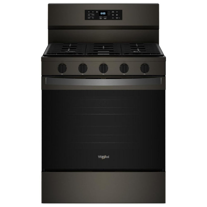 Whirlpool WFGS5030RV Gas Range, 5 cu. ft. Capacity, 30 inch Exterior Width, Self Clean, Convection, Storage Drawer, Yes, 18,000 BTU Highest Burner, Black colour