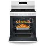 Whirlpool WFGS5030RW Gas Range, 5 cu. ft. Capacity, 30 inch Exterior Width, Self Clean, Convection, Storage Drawer, Yes, 18,000 BTU Highest Burner, White colour