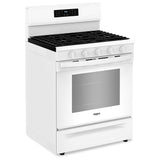 Whirlpool WFGS5030RW Gas Range, 5 cu. ft. Capacity, 30 inch Exterior Width, Self Clean, Convection, Storage Drawer, Yes, 18,000 BTU Highest Burner, White colour