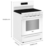 Whirlpool WFGS5030RW Gas Range, 5 cu. ft. Capacity, 30 inch Exterior Width, Self Clean, Convection, Storage Drawer, Yes, 18,000 BTU Highest Burner, White colour