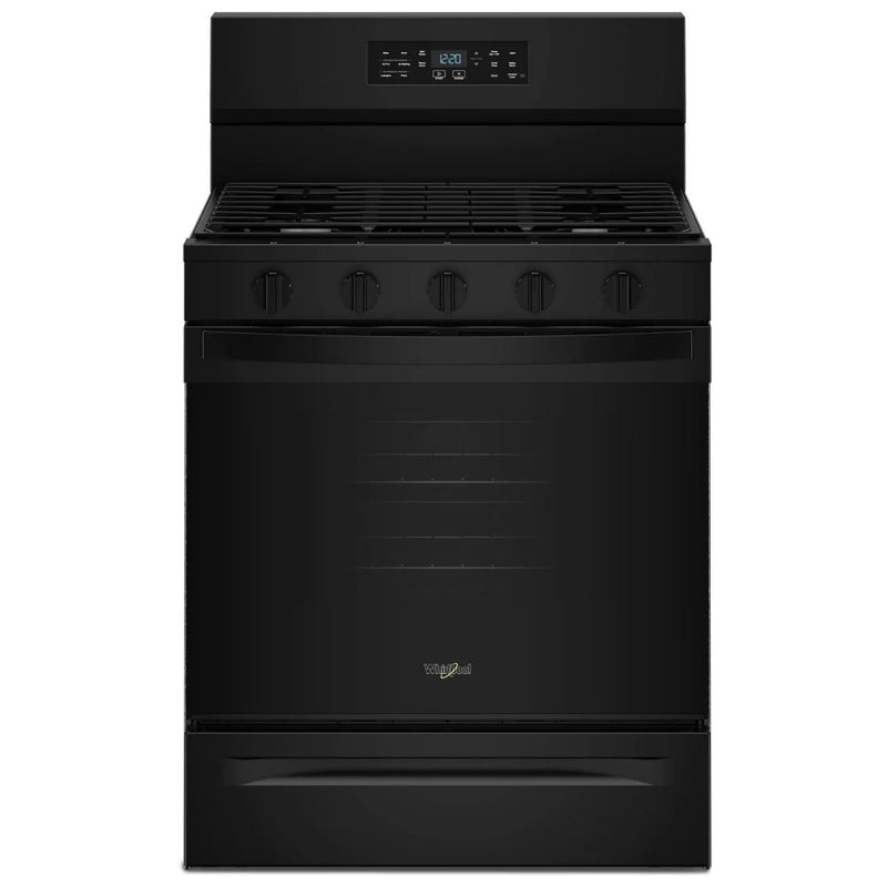 Whirlpool WFGS5730SB Gas Range, 5.0 cu. ft. Capacity, 30 inch Exterior Width, Self Clean, Convection, 5 Burners, Storage Drawer, Air Fry, 18,000 BTU Highest Burner, Black colour