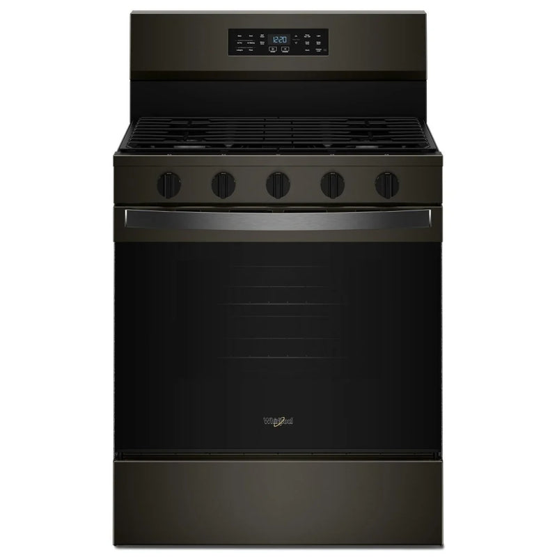 Whirlpool WFGS5730SV Gas Range, 5.0 cu. ft. Capacity, 30 inch Exterior Width, Self Clean, Convection, 5 Burners, Storage Drawer, Air Fry, 18,000 BTU Highest Burner, Black Stainless colour