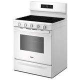 Whirlpool WFGS5730SW Gas Range, 5.0 cu. ft. Capacity, 30 inch Exterior Width, Self Clean, Convection, 5 Burners, Storage Drawer, Air Fry, 18,000 BTU Highest Burner, White colour