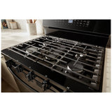 Whirlpool WFGS7530RB Gas Range, 5.3 cu. ft. Capacity, 30 inch Exterior Width, Self Clean, True Convection, 5 Burners, Storage Drawer, Yes, 18,000 BTU Highest Burner, Black colour