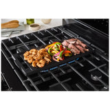 Whirlpool WFGS7530RB Gas Range, 5.3 cu. ft. Capacity, 30 inch Exterior Width, Self Clean, True Convection, 5 Burners, Storage Drawer, Yes, 18,000 BTU Highest Burner, Black colour