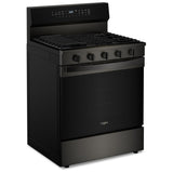 Whirlpool WFGS7530RV Gas Range, 5.3 cu. ft. Capacity, 30 inch Exterior Width, Self Clean, True Convection, 5 Burners, Storage Drawer, Yes, 18,000 BTU Highest Burner, Black Stainless Steel colour