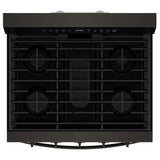 Whirlpool WFGS7530RV Gas Range, 5.3 cu. ft. Capacity, 30 inch Exterior Width, Self Clean, True Convection, 5 Burners, Storage Drawer, Yes, 18,000 BTU Highest Burner, Black Stainless Steel colour
