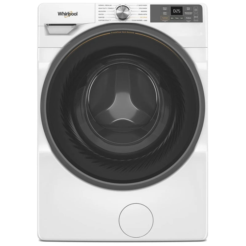 Whirlpool WFW5720RW Front Load Washer, 27 inch Width, 5.2 cu. ft. Washer Capacity, 1,160 RPM Washer Spin Speed, 12 Wash Cycles, 5 Temperature Settings, Steam Clean, ENERGY STAR Certified, Wifi Enabled, White colour