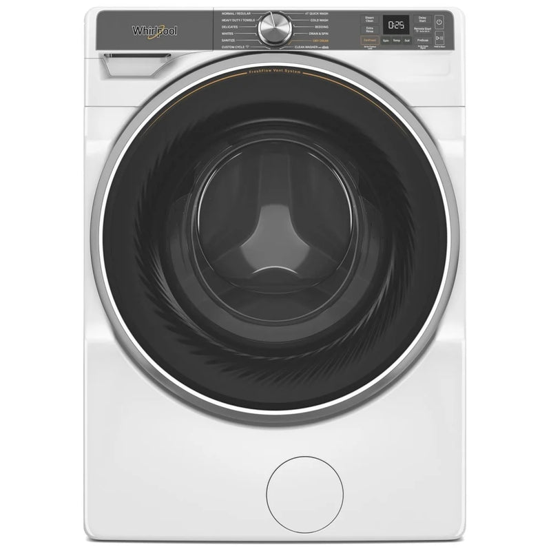 Whirlpool WFW6720RW Front Load Washer, 27 inch Width, 5.8 cu. ft. Washer Capacity, 1,160 RPM Washer Spin Speed, 12 Wash Cycles, 5 Temperature Settings, Water Heater, Steam Clean, ENERGY STAR Certified, Wifi Enabled, White colour