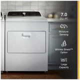 Whirlpool WGD5010LW Gas Dryer, 7 cu. ft. Dryer Capacity, 11 Dry Cycles, 4 Temperature Settings, Vented, White colour
