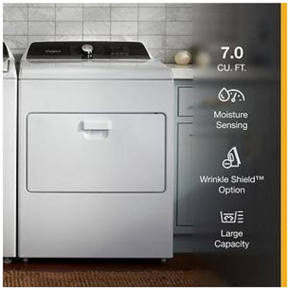 Whirlpool WGD5010LW Gas Dryer | 7.0 Cu. Ft. Capacity, 4 Temperature Settings, White