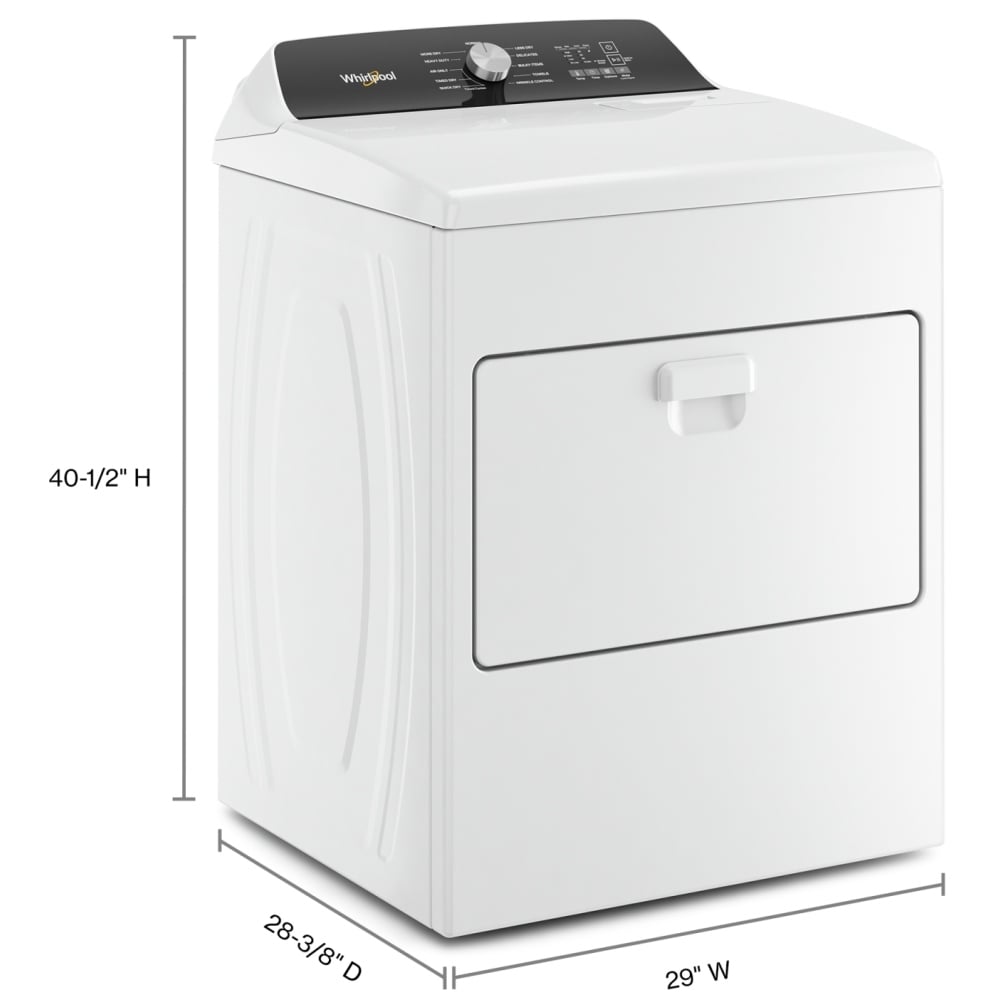 Whirlpool WGD5010LW Gas Dryer | 7.0 Cu. Ft. Capacity, 4 Temperature Settings, White