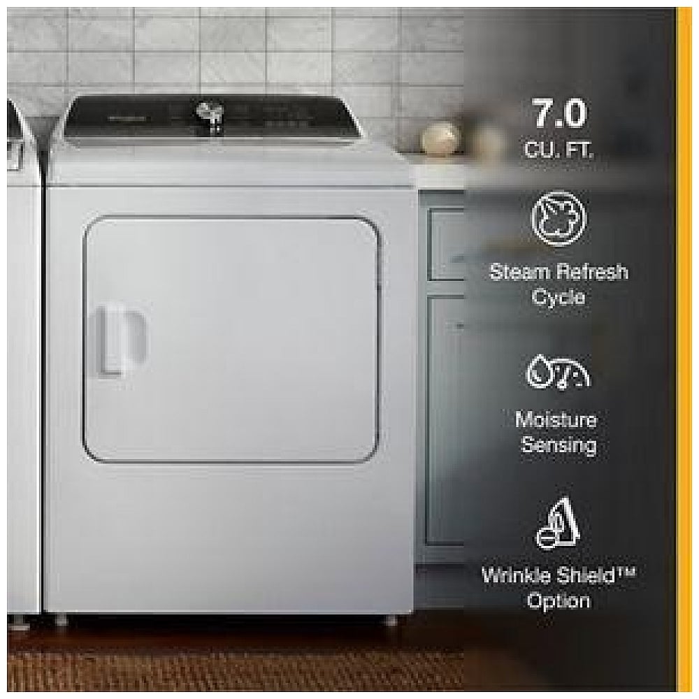 Whirlpool WGD5050LW Gas Dryer | 7.0 Cu. Ft. Capacity, Steam Clean, 4 Temperature Settings
