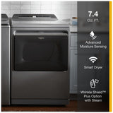 Whirlpool WGD8127LC Gas Dryer, 7.4 cu. ft. Dryer Capacity, 36 Dry Cycles, Steam Clean, Vented, Wifi Enabled, Chrome Shadow colour