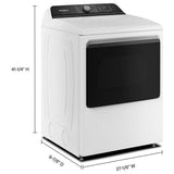 Whirlpool WGD8509TW Gas Dryer, 7.5 cu. ft. Dryer Capacity, 10 Dry Cycles, Steam Clean, 5 Temperature Settings, Vented, Wifi Enabled, White colour