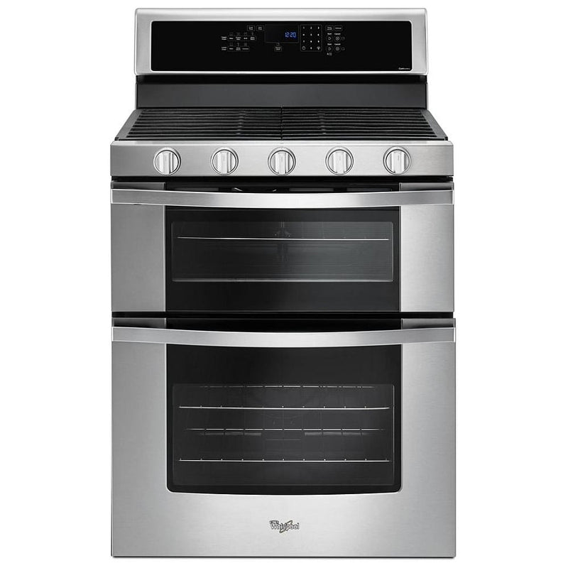 Whirlpool WGG745S0FS Gas Range, 6 cu. ft. Capacity, 30 inch Exterior Width, Self Clean, Convection, 5 Burners, 17,000 BTU Highest Burner, Double Oven, Stainless Steel colour