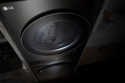 LG WKEX200HBA Single Unit Front Load Washer & Dryer Set - 5.2 cu. ft. Washer & 7.4 cu. ft. Electric Dryer