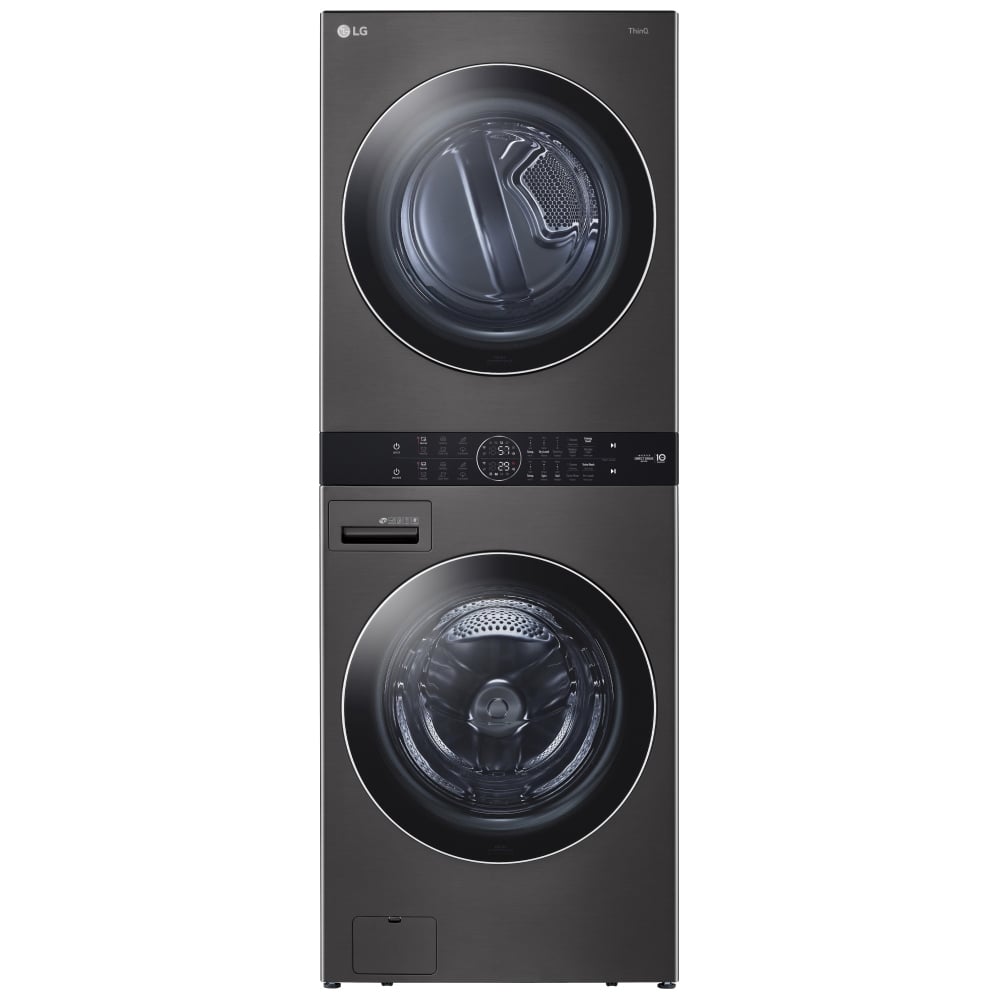 LG WKEX200HBA Laundry Center, AI DD,WashTower, TurboWash 360, Black Stainless Steel colour
Washer: 5.2 cu. ft. Capacity, 27 inch Width, 6 Wash Cycles, 5 Temperature Settings, Steam Clean, 1,300 RPM Spin Speed, Water Heater
Dryer: 7.4 cu. ft. Capacity