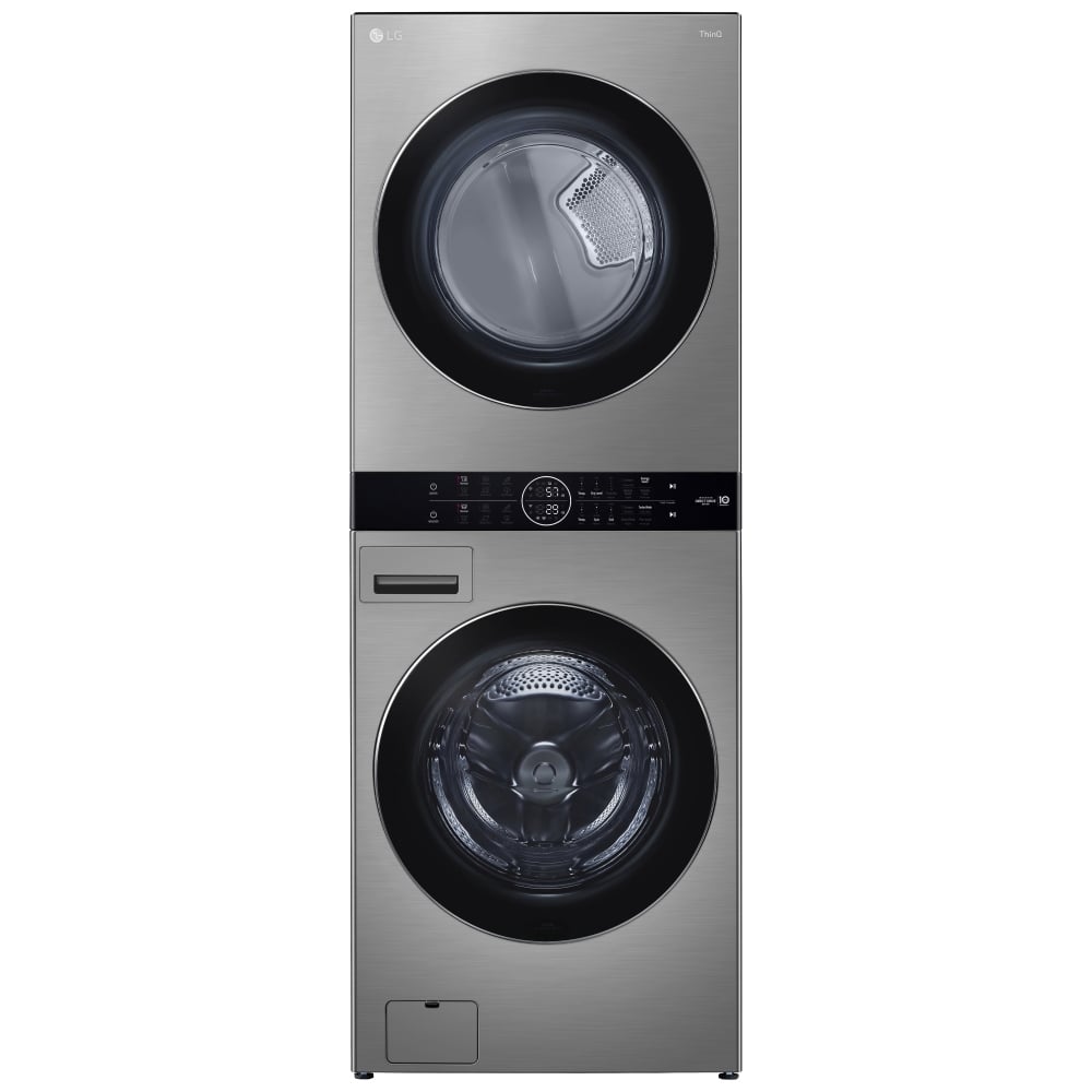 LG WKEX200HVA Laundry Center, Washtower, Graphite Steel colour
Washer: 5.2 cu. ft. Capacity, 27 inch Width, 8 Wash Cycles, Steam Clean, 1,300 RPM Spin Speed, Water Heater, Wifi Enabled
Dryer: 7.4 cu. ft. Capacity