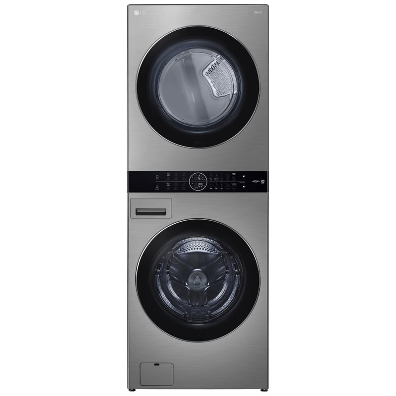 LG WKEX200HVA Laundry Center, Washtower, Graphite Steel colour
Washer: 5.2 cu. ft. Capacity, 27 inch Width, 8 Wash Cycles, Steam Clean, 1,300 RPM Spin Speed, Water Heater, Wifi Enabled
Dryer: 7.4 cu. ft. Capacity