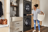 LG WKGX201HBA Laundry Center, AI DD, Gas Dryer,TurboWash 360, Wash Tower, Black Stainless Steel colour
Washer: 5.2 cu. ft. Capacity, 27 inch Width, 6 Wash Cycles, Steam Clean, 1,300 RPM Spin Speed, Water Heater
Dryer: 7.4 cu. ft. Capacity