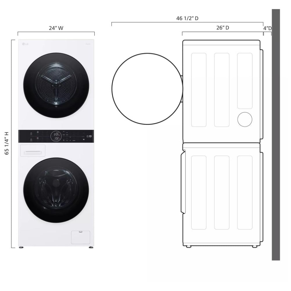 LG WashTower™ with Heat Pump Dryer, 3.1 cu.ft. Washer, 4.2 cu.ft. Dryer WKHC152HWA