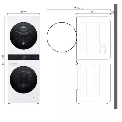 LG WashTower™ with Heat Pump Dryer, 3.1 cu.ft. Washer, 4.2 cu.ft. Dryer WKHC152HWA